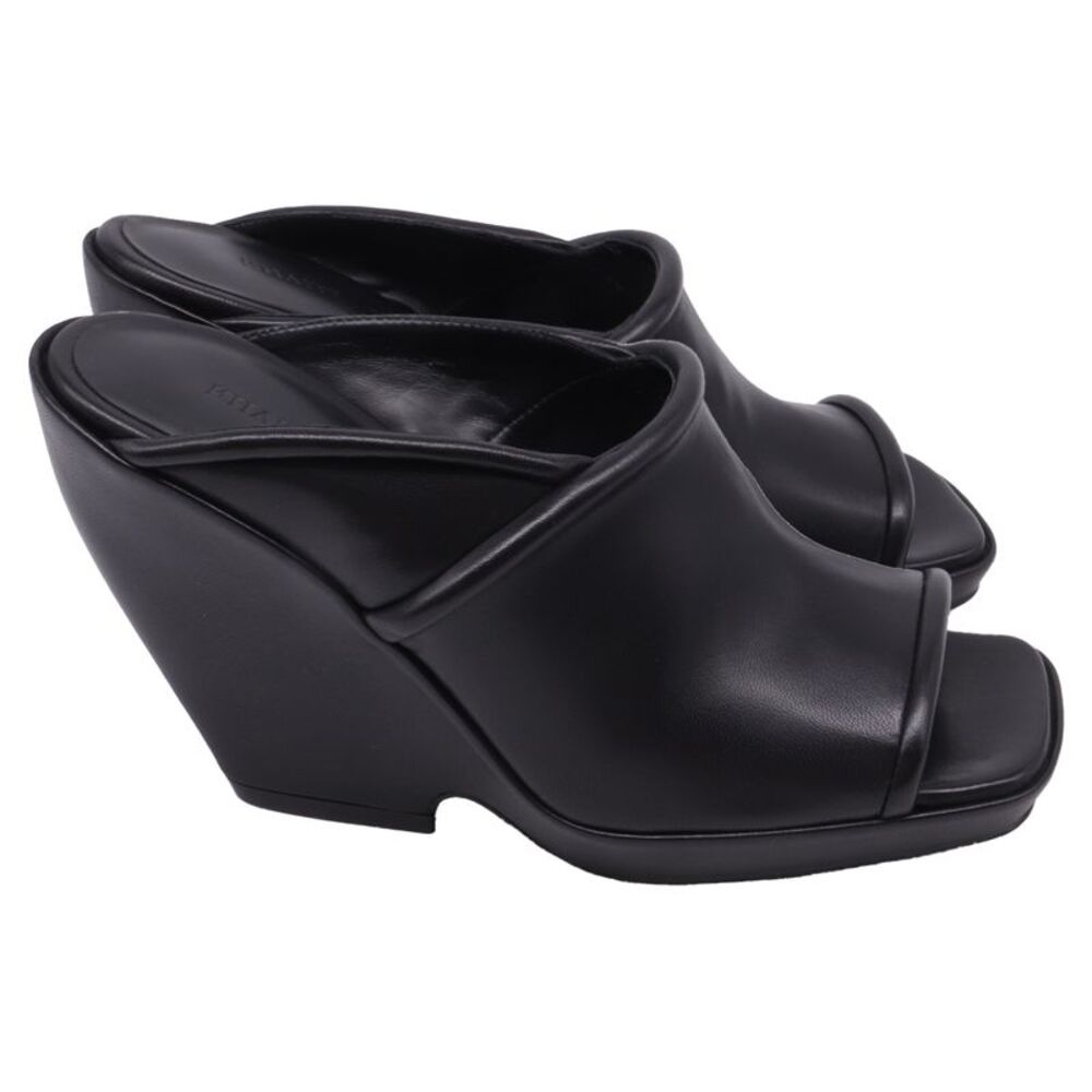 Khaite Stagg Wedge Sandals in Black Lamb Leather
